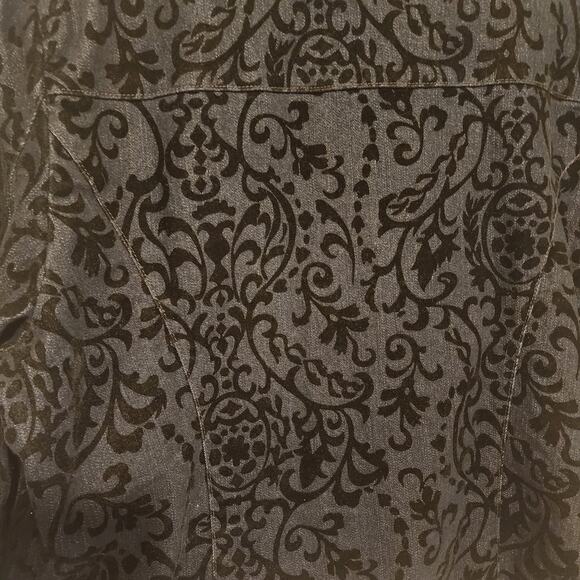 Tantrum Black Brocade Ruffled Front Denim Zipper Jacket XL-Statement piece - Picture 4 of 10